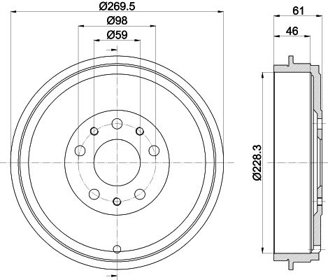 HELLA PAGID 8DT 355 303-211 Brake Drum