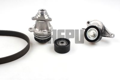 Water Pump + V-Ribbed Belt Kit HEPU PK09070