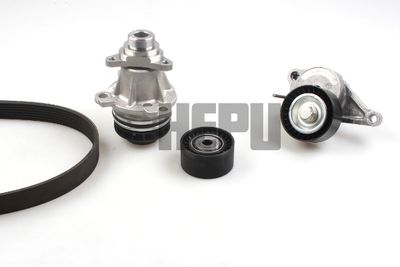 Water Pump + V-Ribbed Belt Kit HEPU PK09071