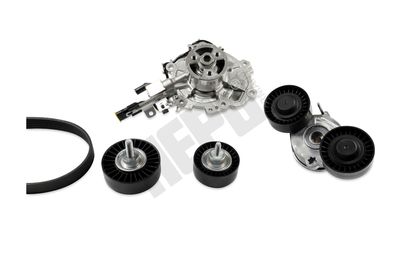 Water Pump + V-Ribbed Belt Kit HEPU PK26810