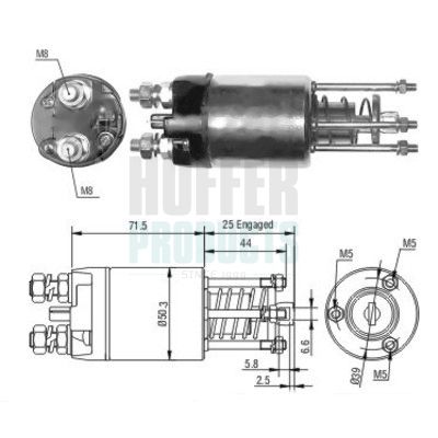 Solenoid Switch, starter HOFFER 46188