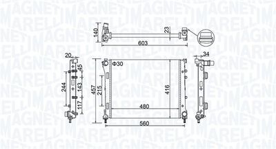 Radiator, engine cooling MAGNETI MARELLI 350213151100