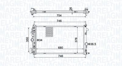 Radiator, engine cooling MAGNETI MARELLI 350213152300