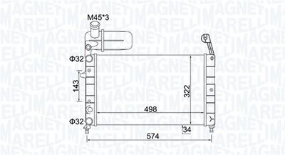 Radiator, engine cooling MAGNETI MARELLI 350213154400