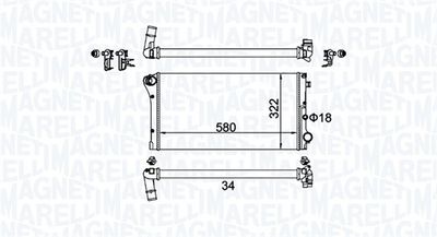 Radiator, engine cooling MAGNETI MARELLI 350213161500