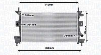 Radiator, engine cooling MAGNETI MARELLI 350213170200