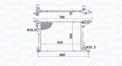 Radiator, engine cooling MAGNETI MARELLI 350213203700