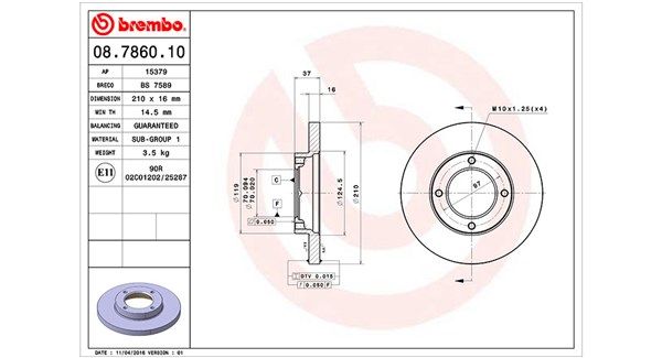MAGNETI MARELLI 360406019500 Brake Disc