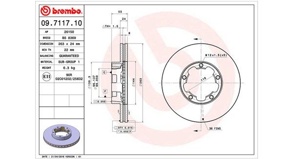 MAGNETI MARELLI 360406105800 Brake Disc