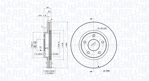 MAGNETI MARELLI 360406120801 Brake Disc