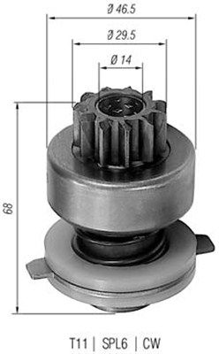 Pinion, starter MAGNETI MARELLI 940113020048