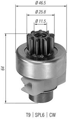 Pinion, starter MAGNETI MARELLI 940113020247