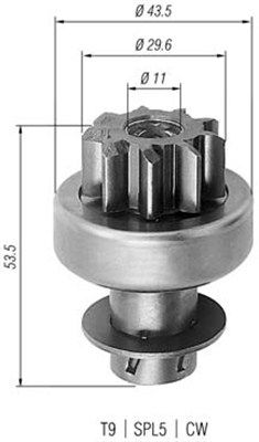 Pinion, starter MAGNETI MARELLI 940113020262