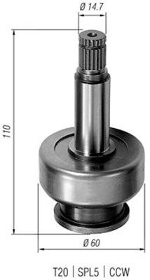Pinion, starter MAGNETI MARELLI 940113020285