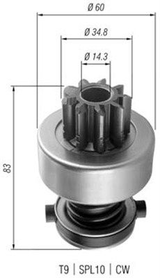 Pinion, starter MAGNETI MARELLI 940113020358