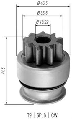 Pinion, starter MAGNETI MARELLI 940113020369