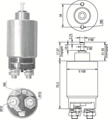 Solenoid Switch, starter MAGNETI MARELLI 940113050267