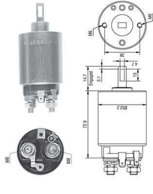 Solenoid Switch, starter MAGNETI MARELLI 940113050281