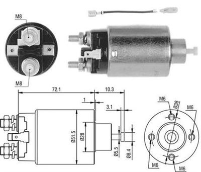 Solenoid Switch, starter MAGNETI MARELLI 940113050443