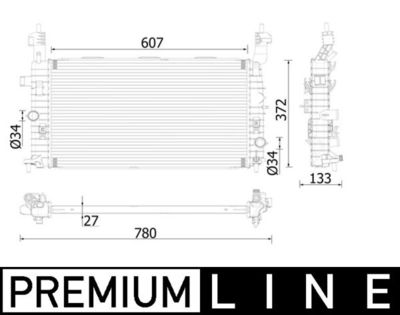 Radiator, engine cooling MAHLE CR 1499 000P