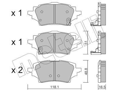 Brake Pad Set, disc brake METELLI 22-1228-0