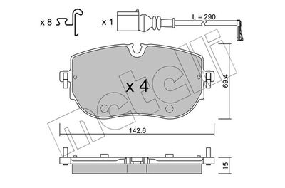 Brake Pad Set, disc brake METELLI 22-1319-0