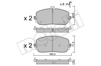 Brake Pad Set, disc brake METELLI 22-1357-0