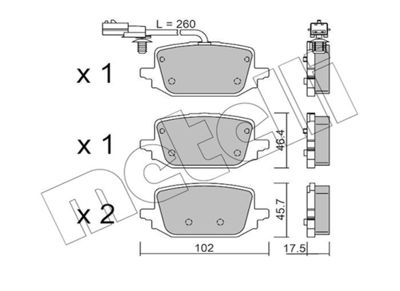 Brake Pad Set, disc brake METELLI 22-1366-1