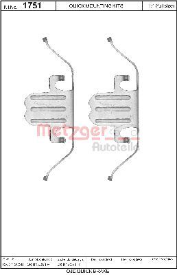 Accessory Kit, disc brake pad METZGER AUTOTEILE 109-1751