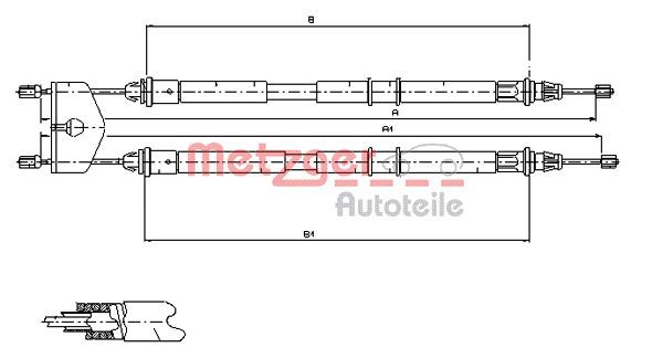 METZGER AUTOTEILE 11.5453 Cable Pull, parking brake