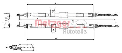 Cable Pull, parking brake METZGER AUTOTEILE 11.5456