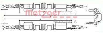 Cable Pull, parking brake METZGER AUTOTEILE 11.5858