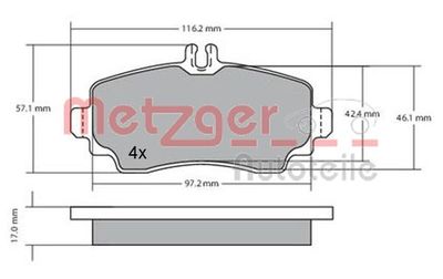 Brake Pad Set, disc brake METZGER AUTOTEILE 1170041