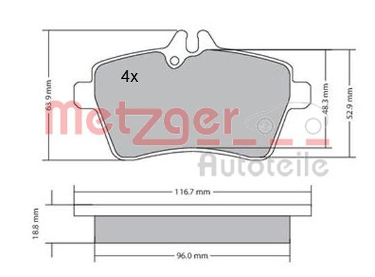 METZGER AUTOTEILE 1170053 Brake Pad Set, disc brake