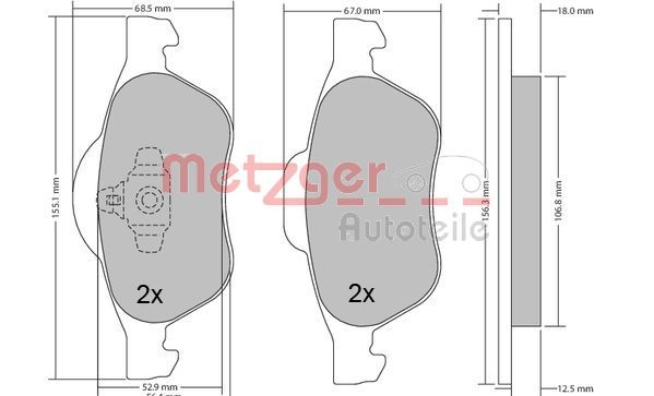 METZGER AUTOTEILE 1170155 Brake Pad Set, disc brake