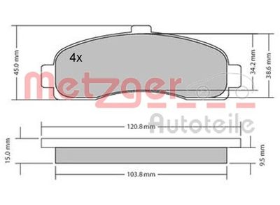 Brake Pad Set, disc brake METZGER AUTOTEILE 1170178