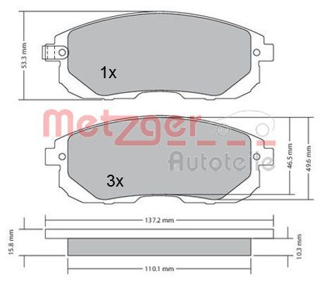 METZGER AUTOTEILE 1170208 Brake Pad Set, disc brake