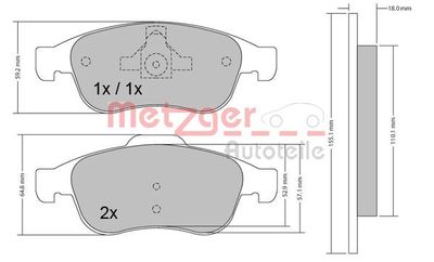 Brake Pad Set, disc brake METZGER AUTOTEILE 1170265