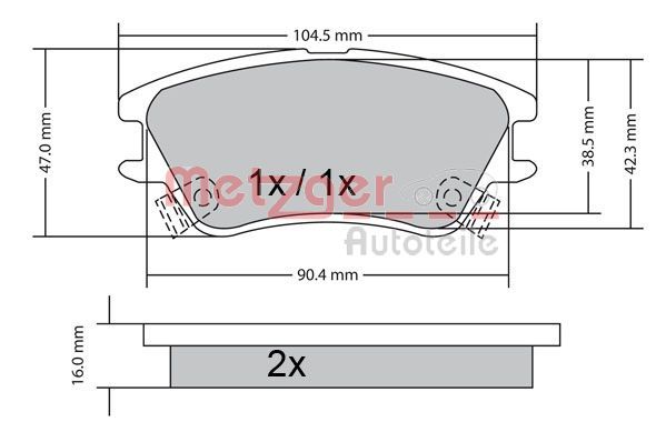 METZGER AUTOTEILE 1170347 Brake Pad Set, disc brake