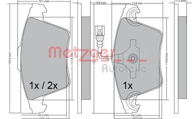Brake Pad Set, disc brake METZGER AUTOTEILE 1170422