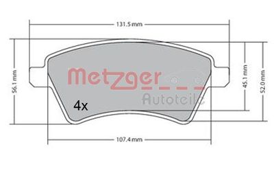 Brake Pad Set, disc brake METZGER AUTOTEILE 1170442