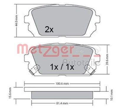 Brake Pad Set, disc brake METZGER AUTOTEILE 1170522