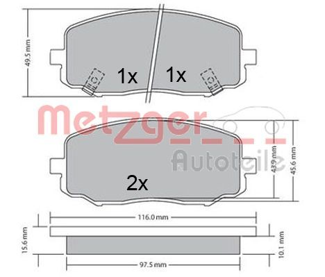 METZGER AUTOTEILE 1170588 Brake Pad Set, disc brake