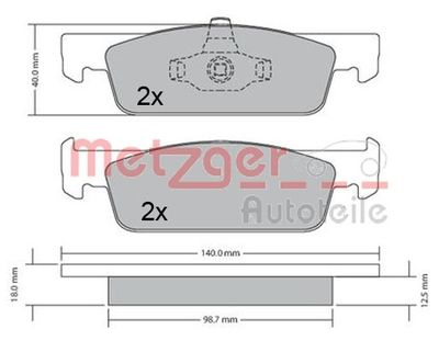 Brake Pad Set, disc brake METZGER AUTOTEILE 1170621