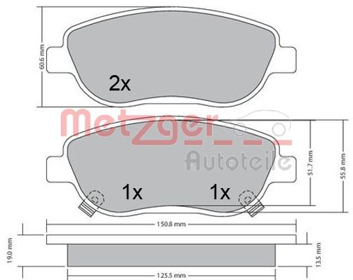 METZGER AUTOTEILE 1170658 Brake Pad Set, disc brake