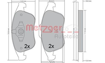Brake Pad Set, disc brake METZGER AUTOTEILE 1170672