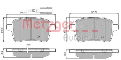 Brake Pad Set, disc brake METZGER AUTOTEILE 1170839