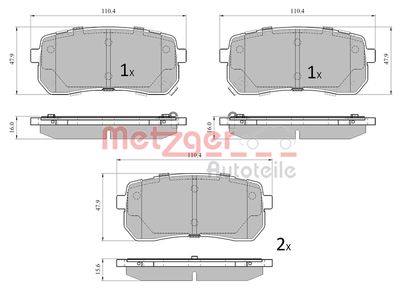 Brake Pad Set, disc brake METZGER AUTOTEILE 1170914