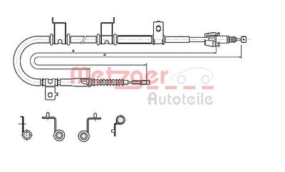 Cable Pull, parking brake METZGER AUTOTEILE 17.2576