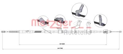 Cable Pull, parking brake METZGER AUTOTEILE 17.6075